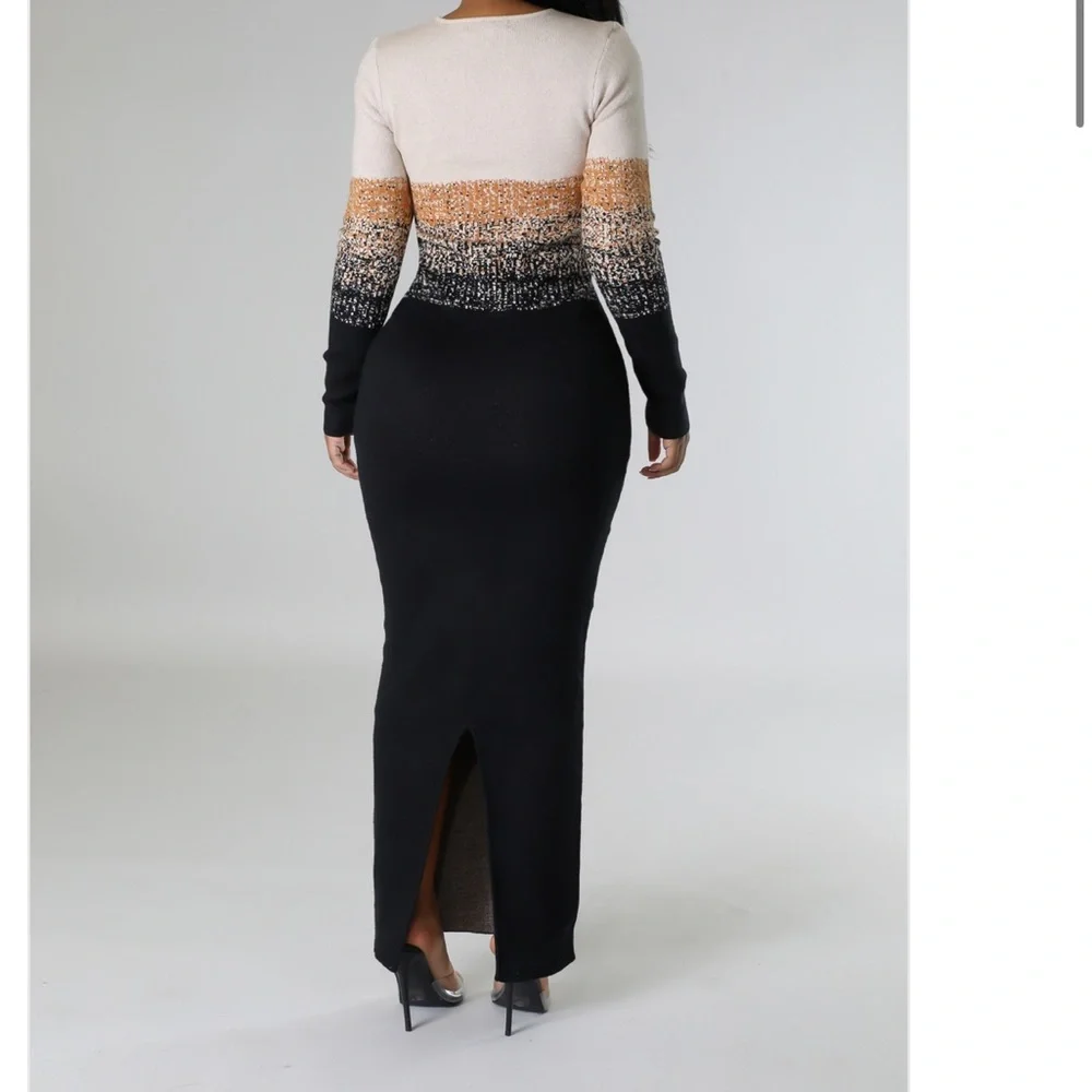 Black gray ombré sweater dress - Picture 10 of 10